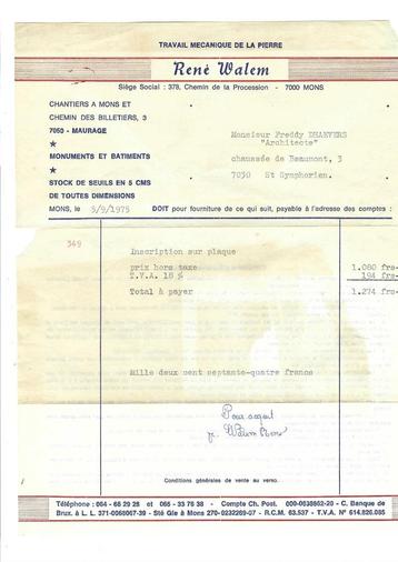 Ancienne facture 1975, Enlèvement ou Envoi, Utilisé