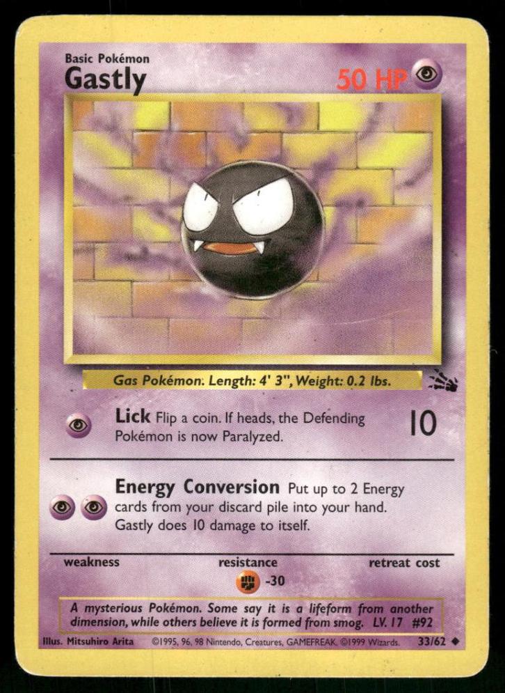 Gastly 33/62 - Fossil (Good), Hobby en Vrije tijd, Verzamelkaartspellen | Pokémon, Gebruikt, Verzenden