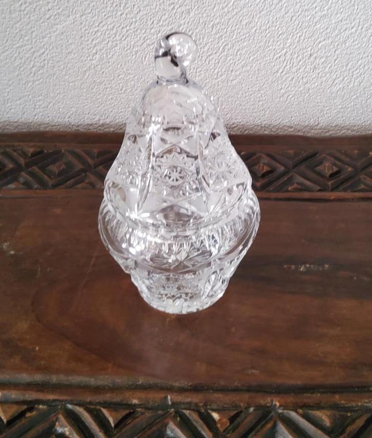 Kristallen bonbonnière in de vorm van een peer, Antiek en Kunst, Antiek | Glaswerk en Kristal, Ophalen