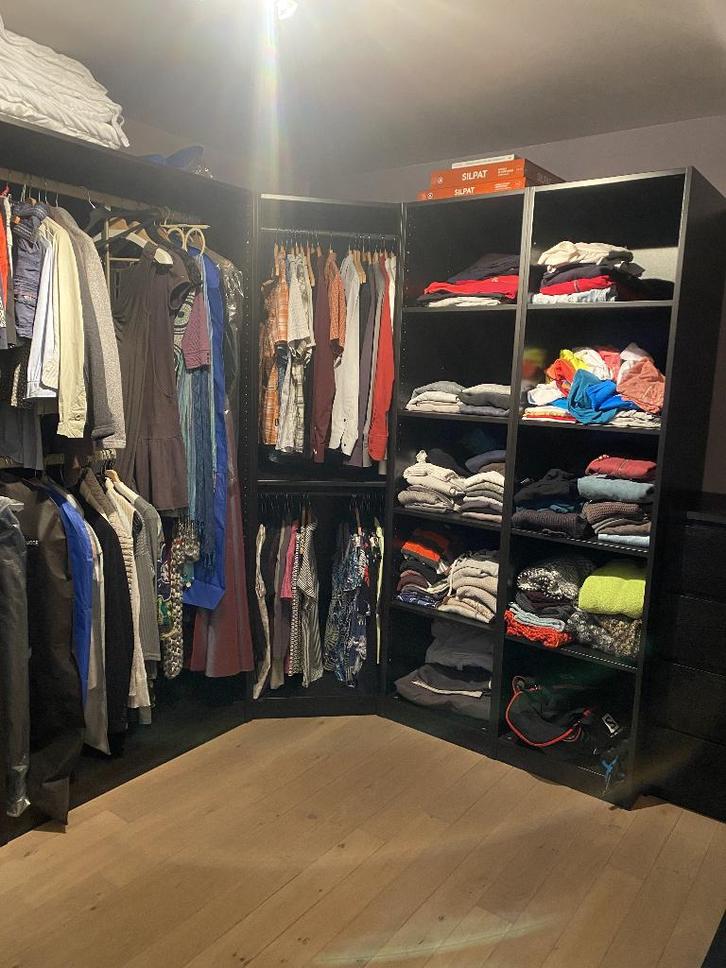 Dressing + commode + étagère chaussures COMME NEUF ! noir, Maison & Meubles, Armoires | Armoires murales, Comme neuf, 200 cm ou plus