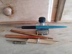 houten pennen en inktpot, Verzamelen, Gebruikt, Ophalen of Verzenden, Pennenset