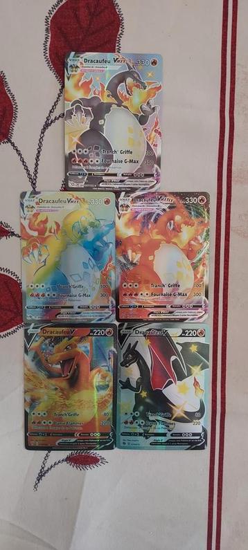 Lot de 5 cartes Pokémon Dracaufeu Vmax et V Non officielle