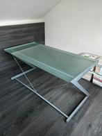 Moderne glazen bureau met metalen frame, Huis en Inrichting, Bureaus, Ophalen, Zo goed als nieuw