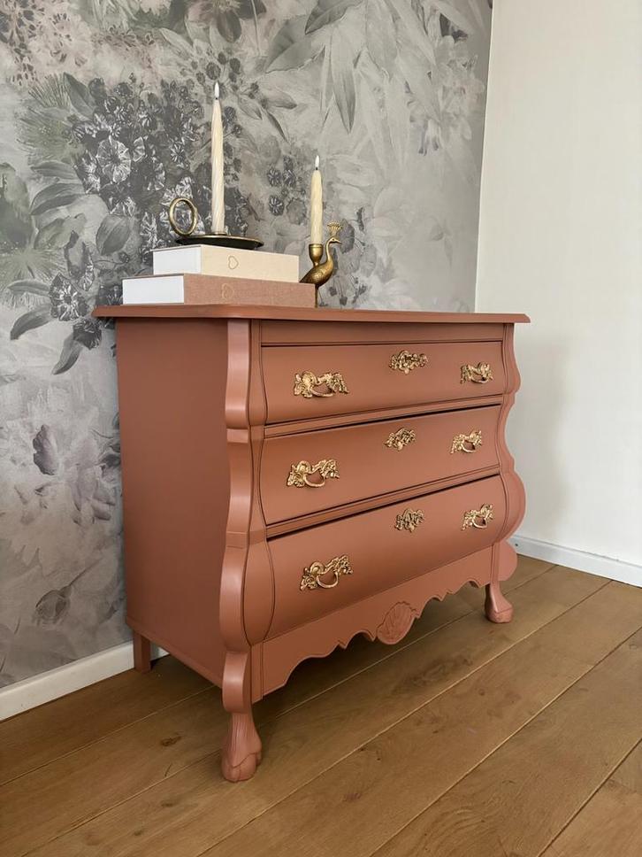 Prachtige landelijke ladekast ~ buikkast terracotta kleur, Huis en Inrichting, Kasten | Ladekasten, Zo goed als nieuw, Ophalen