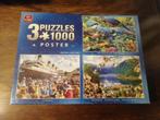 Puzzel King 3 x 1000 Wonders of the world/Titanic/Norway Hor, 500 à 1500 pièces, Puzzle, Utilisé, Enlèvement ou Envoi
