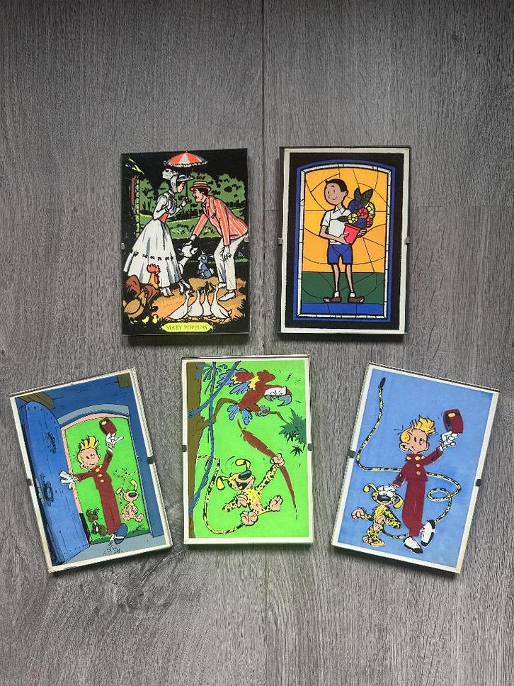 5 Flock-Indus 1960 2D-ansichtkaarten + 5 onderzetters - 25€, Verzamelen, Stripfiguren, Nieuw, Plaatje, Poster of Sticker, Guust of Robbedoes