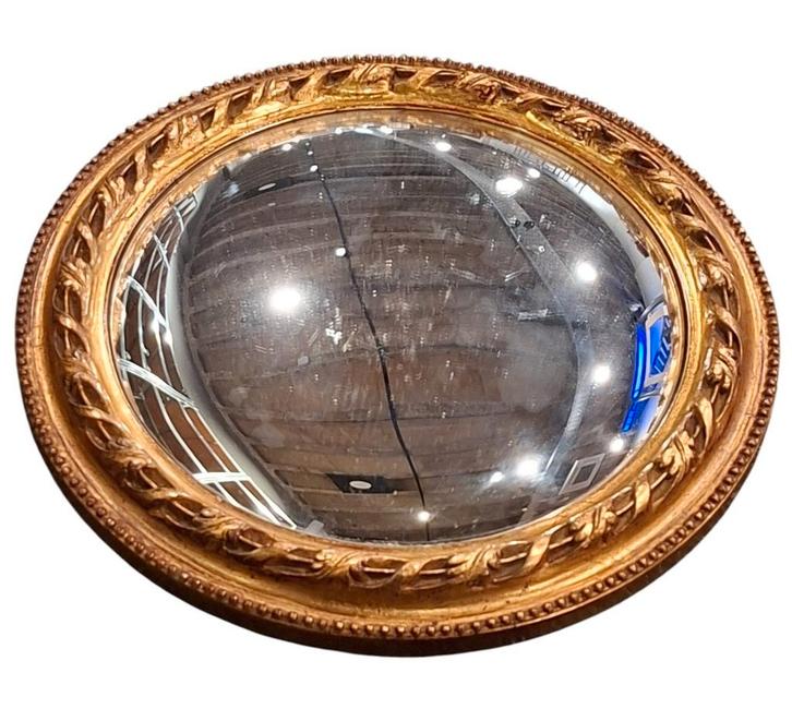 Bolle spiegel met vergulde lijst – 2e helft 20e eeuw, Antiek en Kunst, Antiek | Spiegels, Minder dan 50 cm, Minder dan 100 cm