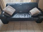 2x zetel zwart authentiek leder (1x 3zit en 1x 2 zit), Huis en Inrichting, Zetels | Zetels, Ophalen, Gebruikt