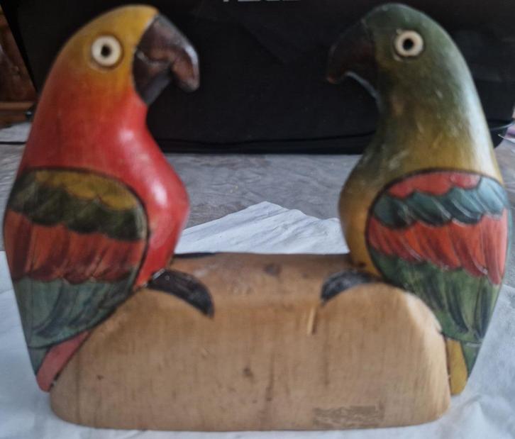 Couple de perroquets bois, Antiek en Kunst, Kunst | Beelden en Houtsnijwerken, Ophalen of Verzenden