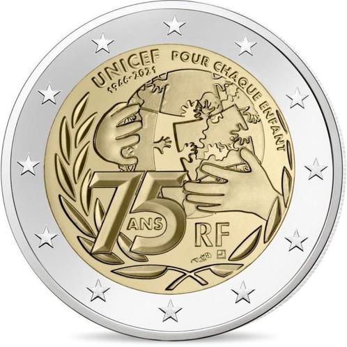 2 euro Frankrijk 2021 - Unicef (UNC), Postzegels en Munten, Munten | Europa | Euromunten, Losse munt, 2 euro, Frankrijk, Ophalen of Verzenden