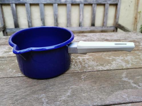 Vintage email steelpan 15 cm blauw, Huis en Inrichting, Keuken | Potten en Pannen, Gebruikt, Overige typen, Overige materialen