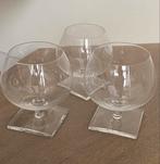 3 verres à cognac cristal, style Val Saint Lambert, art déco, Verzamelen, Ophalen, Zo goed als nieuw