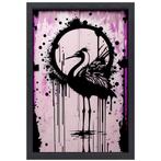 Toile Banksy Flamingo + cadre à pâtisserie 60x90cm, 75 à 100 cm, Envoi, Création originale, 50 à 75 cm
