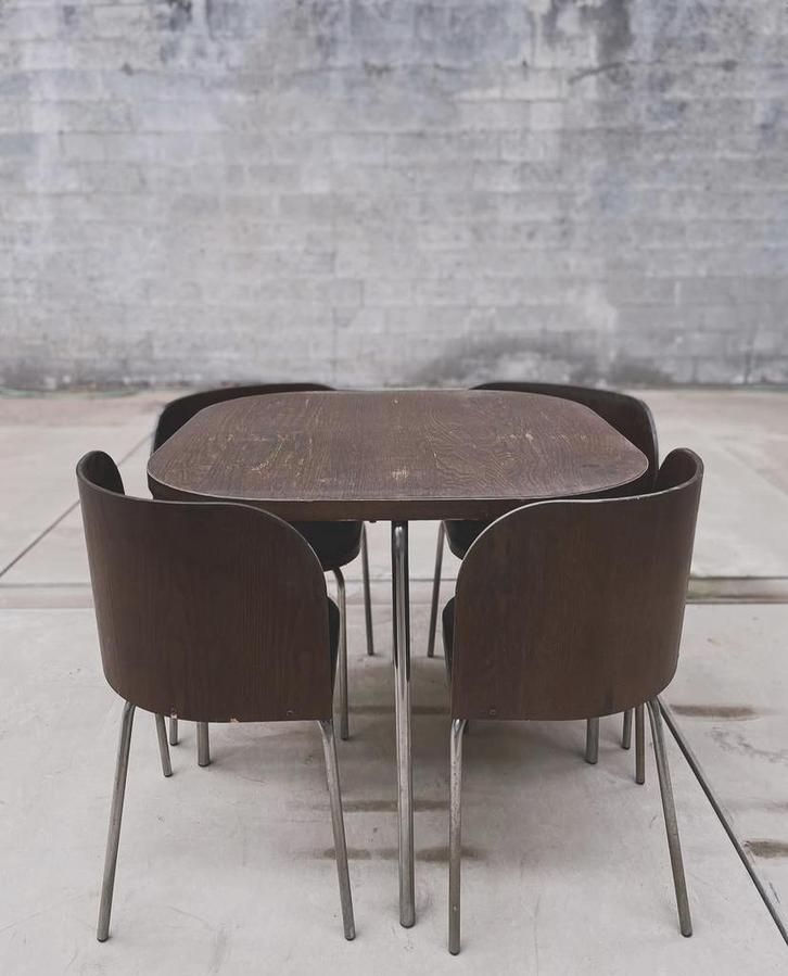 IKEA retro fusion set, Huis en Inrichting, Stoelen, Gebruikt, Vier, Hout, Bruin, Ophalen