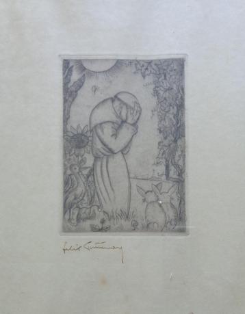 FELIX TIMMERMANS / SINT-FRANCISCUS / ZW-W ETS / 33x26cm KAD beschikbaar voor biedingen