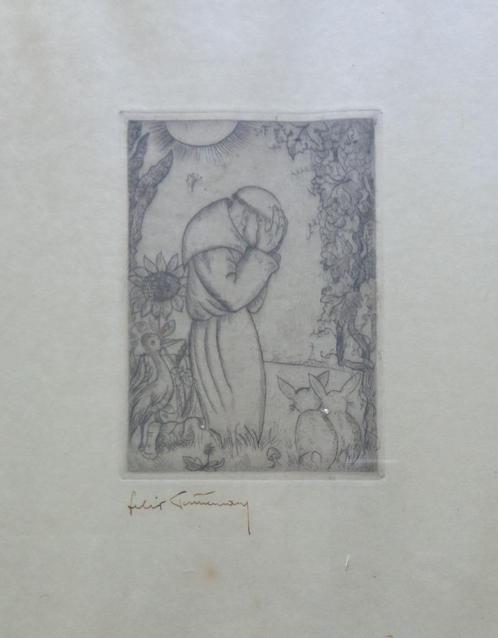 FELIX TIMMERMANS / SINT-FRANCISCUS / ZW-W ETS / 33x26cm KAD, Antiek en Kunst, Kunst | Litho's en Zeefdrukken, Ophalen of Verzenden