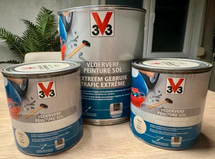 V33 Vloerverf - Extreem gebruik, Doe-het-zelf en Bouw, Verf, Beits en Lak, Nieuw, Verf, Minder dan 5 liter, Beige, Ophalen