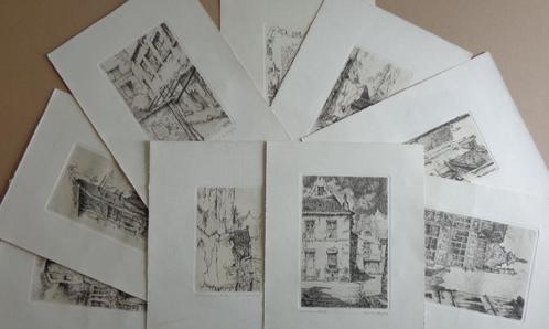 PAUL VAN PETEGHEM / GENT / LOT VAN 9 STUKS / ZW-W ETS 40x30, Antiek en Kunst, Kunst | Litho's en Zeefdrukken, Ophalen of Verzenden