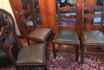 Tafel en 4 stoelen in eik, Huis en Inrichting, Stoelen, Ophalen, Gebruikt, Bruin, Vier