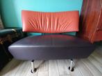 Leolux roterende vintage leren fauteuil, Ophalen, Minder dan 75 cm, Vintage, Tweepersoons