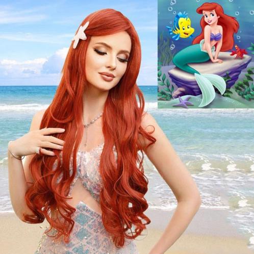 Luxe Kleine Zeemeermin Ariel pruik lang rood krullend haar, Handtassen en Accessoires, Uiterlijk | Haarverzorging, Nieuw, Pruik of Haarverlenging