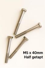Zeskantbout M5 x 40mm - Half getapt - Staal - 25 stuks, Ophalen of Verzenden