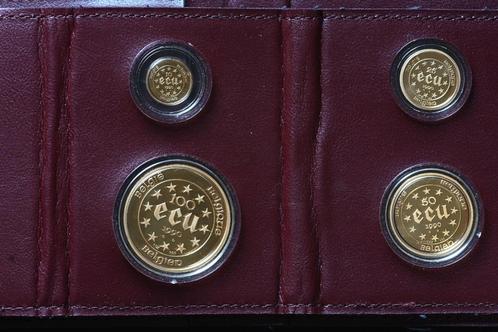 Proofset 10-25-50-100 ECU (goud), Postzegels en Munten, Munten | Europa | Niet-Euromunten, Setje, België, Goud, Ophalen