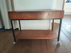 vintage bijzettafel met 2 lades op wieltjes BxDxH: 80xx42x58, Huis en Inrichting, Tafels | Sidetables, Ophalen, Gebruikt