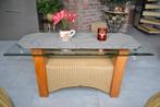 mooie salontafel in rotan, 50 tot 100 cm, 100 tot 150 cm, Rechthoekig, Glas