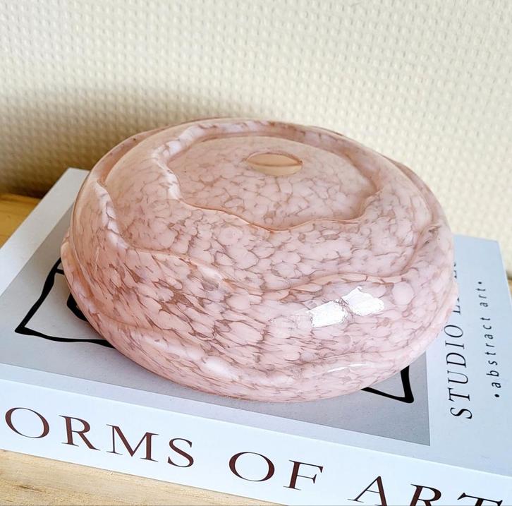 Prachtige artdeco style roze gewolkte opaline glazen kap!, Antiek en Kunst, Antiek | Verlichting, Ophalen of Verzenden