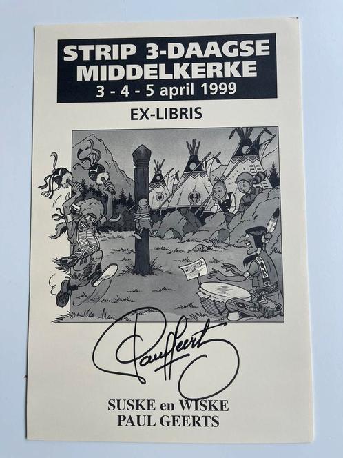 Gesigneerd Libris Suske en Wiske paul geerts middelkerke L56, Collections, Personnages de BD, Bob et Bobette, Enlèvement ou Envoi