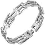 Herenarmband in RVS roestvrij staal - 13 mm, Handtassen en Accessoires, Ophalen of Verzenden, Nieuw, Zilver, Staal