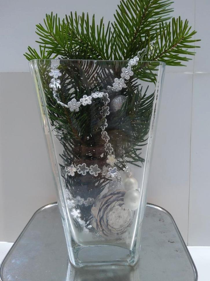 Kerstdecoratie: glazen container om op te vullen., Huis en Inrichting, Woonaccessoires | Vazen, Zo goed als nieuw, Glas, Ophalen of Verzenden