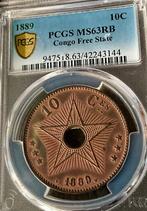 Belgium/Congo 10 Cents 1889 FDC PCGS MS63RB, Verzenden, Losse munt