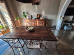 Massieve houten tafel met 6 bijpassende stoelen, Huis en Inrichting, Ophalen, Zo goed als nieuw