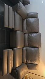 Leder salon met twee en drie zit.,donker bruin, Huis en Inrichting, Fauteuils, Ophalen, Gebruikt, Modern, Leer