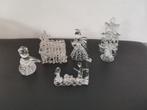 4 geblazen glas kerstfiguurtjes - kerk, engel, sneeuwman..., Ophalen of Verzenden, Zo goed als nieuw