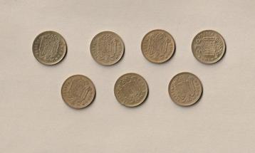 Spanje : 7 (gebruikte) munten van 1 peseta (1975-1979) beschikbaar voor biedingen