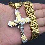 Superbe pendentif "'croix "Jésus"  plaqué Or avec sa chaine, Goud, Hanger, Verguld, Ophalen of Verzenden