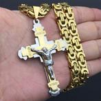 Superbe pendentif "'croix "Jésus"  plaqué Or avec sa chaine, Handtassen en Accessoires, Antieke sieraden, Goud, Hanger, Verguld
