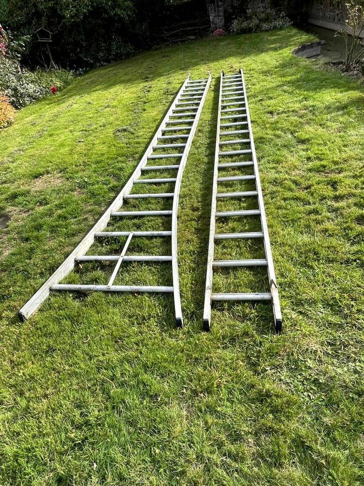 Hoge Dubbele ladder, Doe-het-zelf en Bouw, Ladders en Trappen, Gebruikt, Ladder, 4 meter of meer, Ophalen