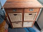 kleine zijkast met 4 rieten laden, Huis en Inrichting, Ophalen, Gebruikt