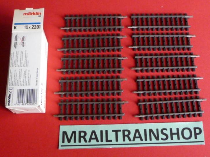 2201 MARKLIN HO - 10 x Rechte K rails 9 cm/K-Voies droits OV, Hobby en Vrije tijd, Modeltreinen | H0, Nieuw, Rails, Gelijkstroom of Wisselstroom