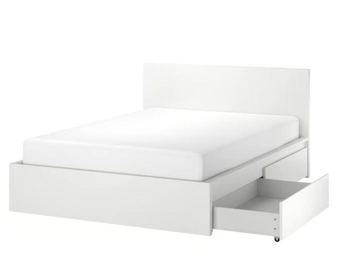 IKEA Malm bed, Huis en Inrichting, Slaapkamer | Bedden, Zo goed als nieuw, Tweepersoons, 160 cm, 200 cm, Wit, Ophalen