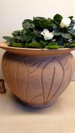Geglazuurde terracotta bloempot hoogte 18cm binnen diam 17cm, Jardin & Terrasse, Pots de fleurs, Terracotta, Enlèvement ou Envoi