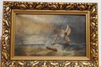 zeegezicht storm op zee gesign. J.V.R. antiek schilderij b2., Enlèvement ou Envoi