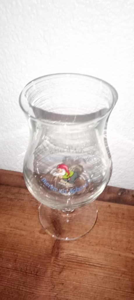 Brasserie ancien verre Bières d'Achouffe en bleu, Collections, Marques de bière, Utilisé, Verre ou Verres, Autres marques, Enlèvement ou Envoi