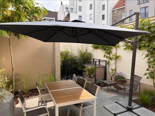 Sorara Roma Deluxe kantel zweefparasol 300x300 cm grijs, Tuin en Terras, Parasols, Gebruikt, Zweefparasol, Ophalen