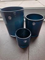3 blauwe vazen, Maison & Meubles, Accessoires pour la Maison | Vases, Bleu, Enlèvement, Moins de 50 cm, Neuf