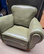 Fauteuil club, vert ciel, vintage, antique, avec plumes, Enlèvement ou Envoi, Utilisé